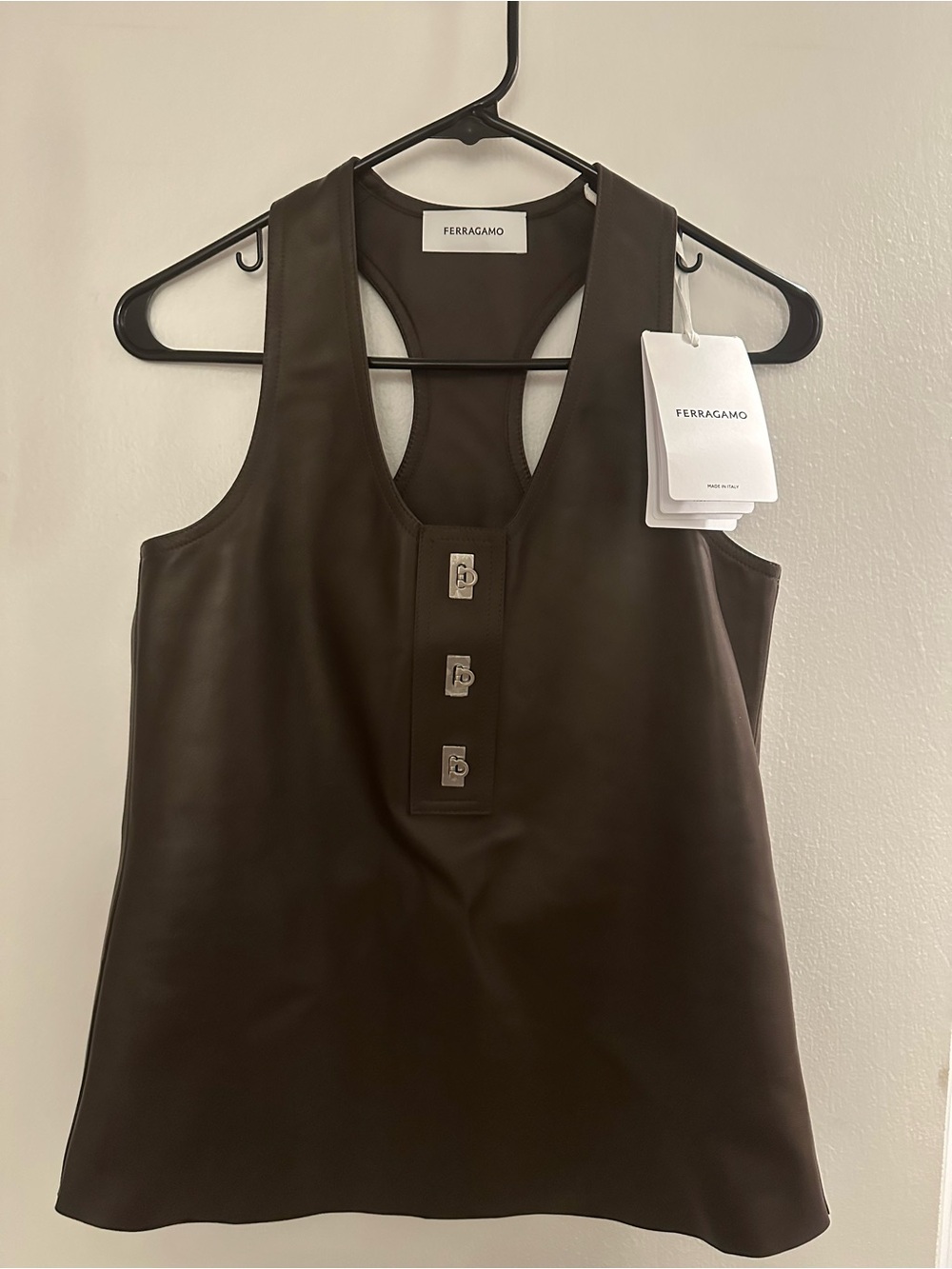 Ferragamo Brown Leather Top